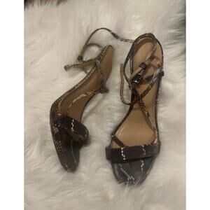 Snakeskin Print Strappy Heeled Sandals